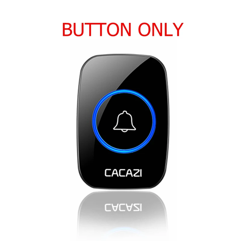 CACAZI Беспроводной интеллектуальные Водонепроницаемый дверной звонок диапазон 300 м светодиодный ночник для дома звонок США ЕС Великобритания Plug 1 2 кнопка 1 приемник - Цвет: black button
