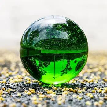 

H&D 100mm K9 Crystal Sphere Meditation Ball with Stand Art Decor Crystal Healing Ball for Photography Prop Home Decor (Green)