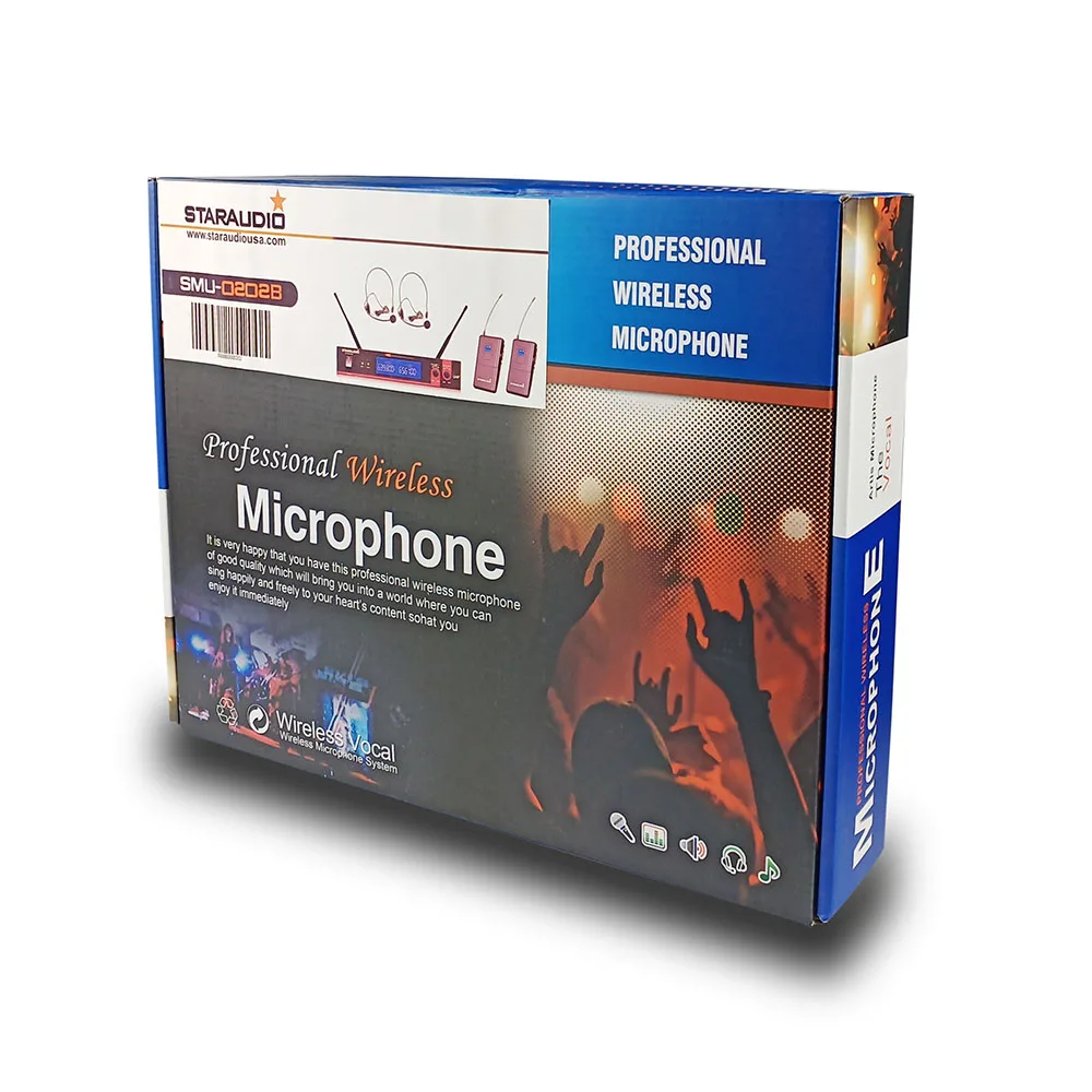 staraudio 2ch uhf headset wireless microphone system