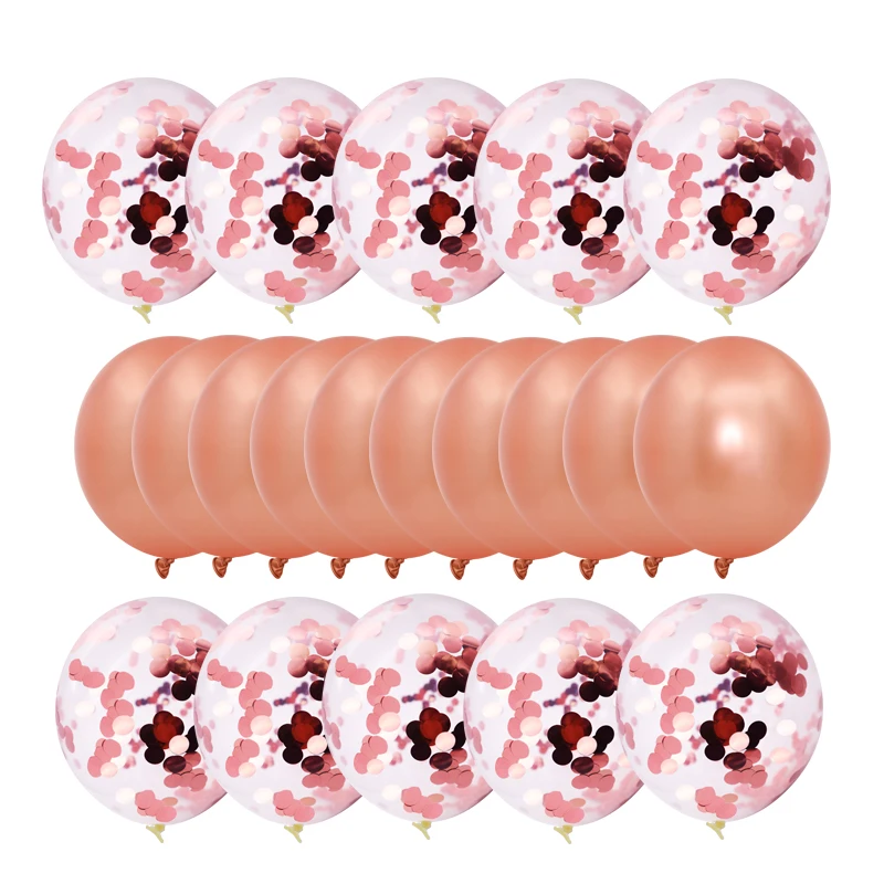 20pcs Rose Gold Balloons Confetti Set Chrome ballon Birthday Deco Party Wedding Decoration Anniversary Globals Metallic | Дом и сад
