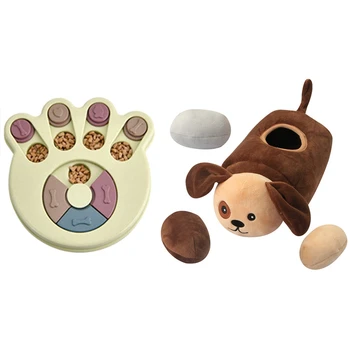 

Dog Toys Dog Bowl Puppy Dog Food Dispenser Plastic Green & Interactive Dog Toy Bite-Resistant Pet Squeaky Toy