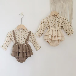 Vêtements de printemps et d'été pour bébés filles, chemisier en lin et coton, barboteuse à fleurs, vêtements pour nouveau nés 