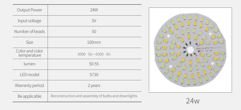 5730 DC5V 12 W-36 W алюминиевый светильник, лампочка, панель, лампочка, пластина, низкое напряжение, постоянный ток, 5V 12W 18W 36W