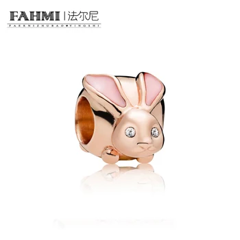 

FAHMI 100% 925 Sterling Silver 1:1 Authentic 787061EN160 ROSE CUTE BUNNY CHARM Bracelet Original Women Jewelry