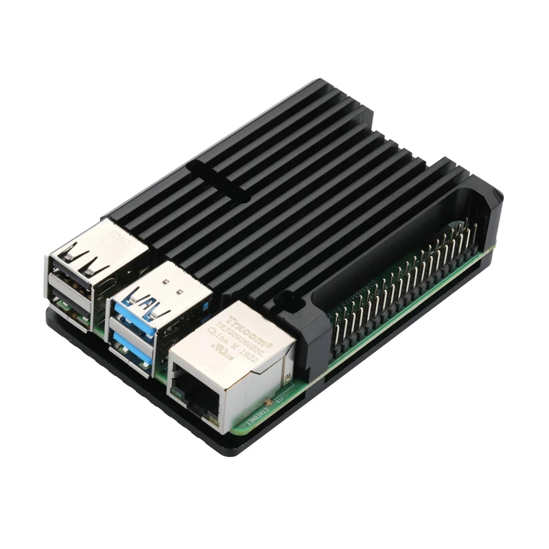 Алюминиевый Чехол Raspberry Pi 4/3 с двойным вентилятором металлический корпус черный