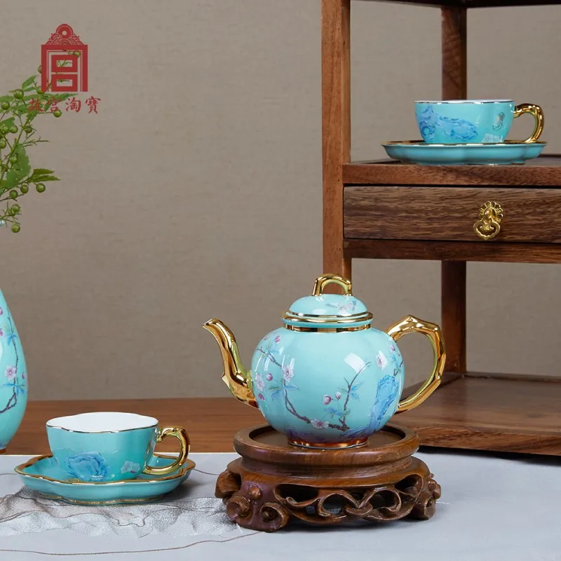 Small Golden Branch Tea Set Teapot Cup Home Birthday Gift Cultural Creative | Дом и сад