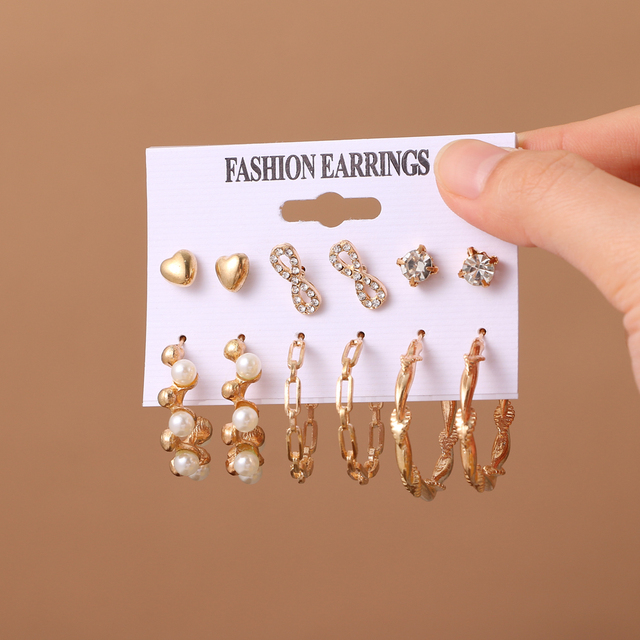 Butterfly Hoop Earring Set Women's Vintage Bohemian Acrylic Pearl Circle Alloy Drop Earrings Brincos Jewelry Gift