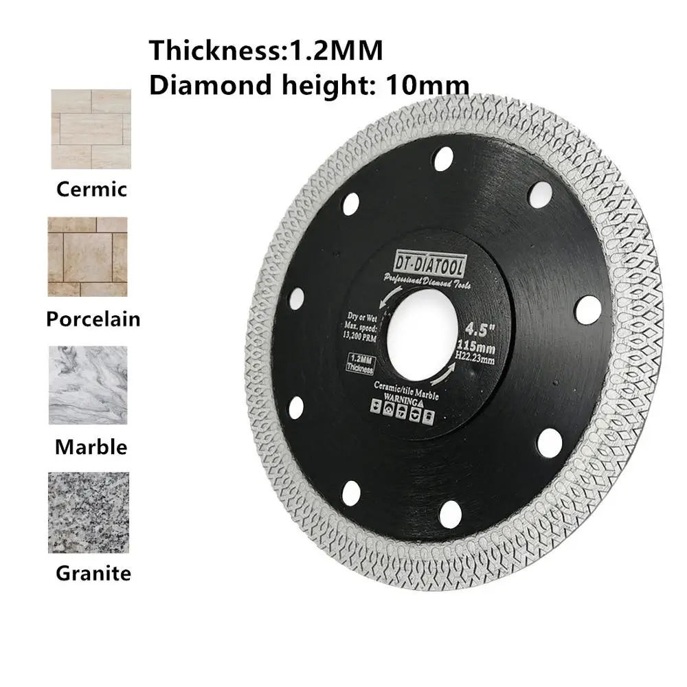 DT-DIATOOL 1pc Dia 4"-12" Super-thin Diamond Cutting Disc X Mesh Turbo rim segment Saw Blades for Ceramic Tile Porcelain