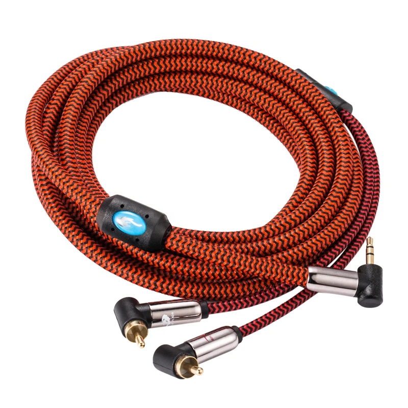 Hifi Audio Cable Angle Mini Jack 3 5mm to Dual RCA for PC MP3 Headphone Car Soundbox 3 5 to 2 RCA AUX Cable 1M 2M 3M 5M 8M 10M