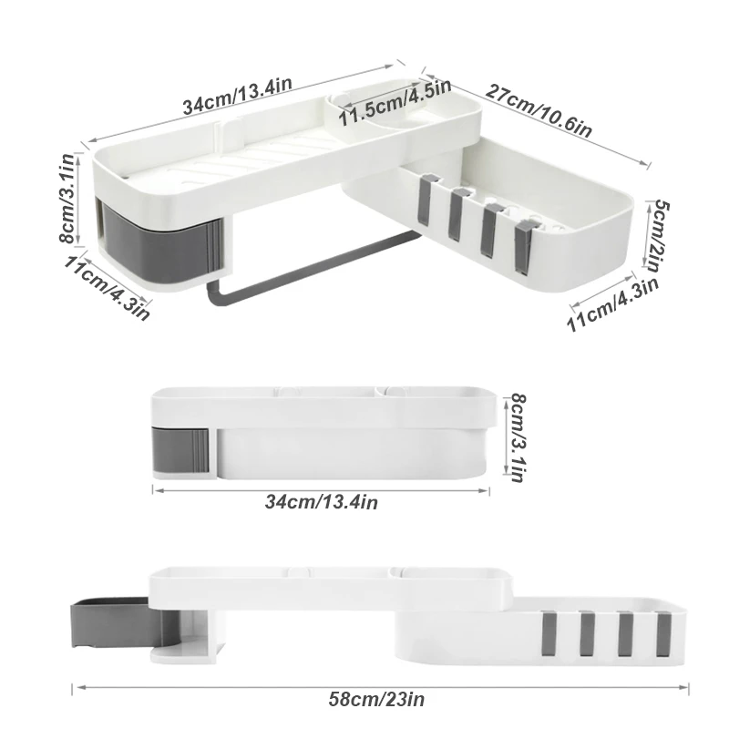 Угловая полка для ванной комнаты, держатель для хранения без гвоздей, полки, органайзер на кухню стену полку, регулируемая вращающаяся угловая стойка для хранения