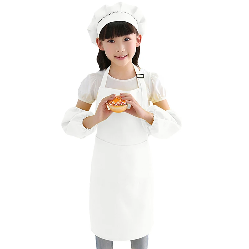 Детский фартук, поварские шляпы, регулируемый Фартук с рукавами, шапка с большим карманом, Кухонный Фартук для выпечки, Рисование для приготовления пищи, фартуки, детский нагрудник