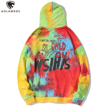 

Aolamegs Hoodies Men Cool Colorful Men Pullover High Street Hooded Sweatshirt Oversize Hip Hop Style Lover Streetwear Autumn