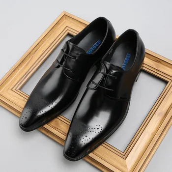 

Men's Leather Shoes Business Dress Shoes Soft Leather Comfortable Genuine Leather Pointed Toe Zapatos De Hombre