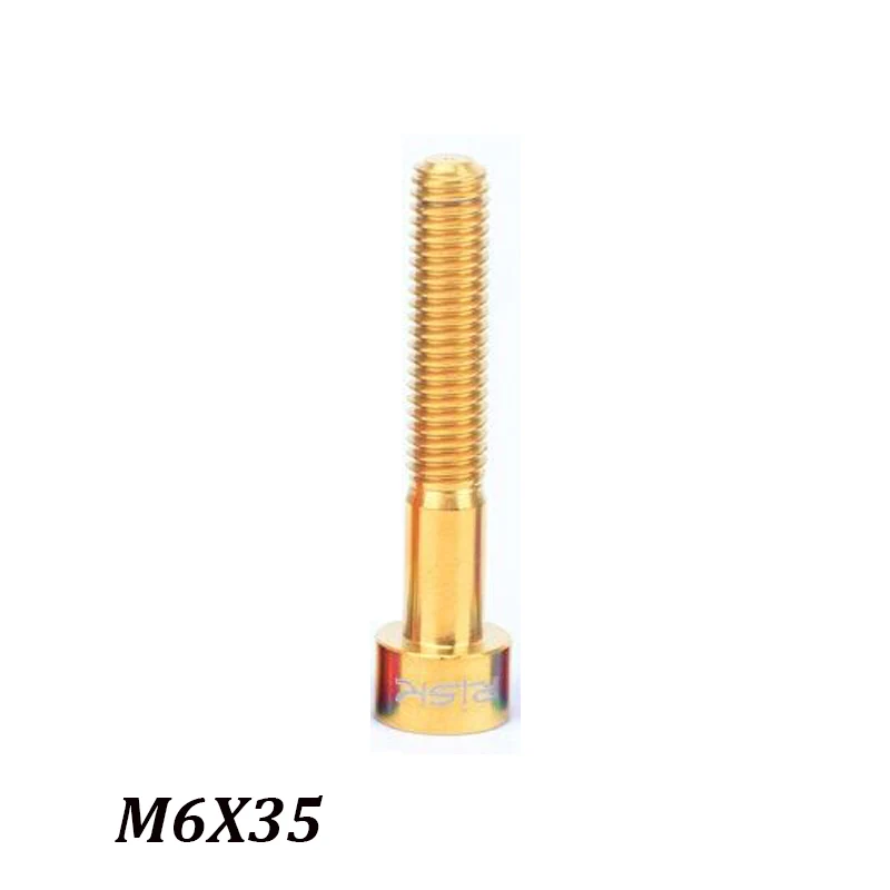 Gold M6x35mm 1 предмет велосипедный вынос руля Топ Кепки шурупы M6x30/35/40/50 мм Титан сплав MTB велосипед гарнитура болты для катания на горном велосипеде аксессуары - Цвет: Gold M6x35mm