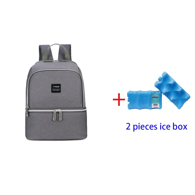 grey and ice box V-COOOL большая изолированная сумка для детской бутылочки Грудное вскармливание Молоко свежее хранение кормящих подгузников сумки Термоизолированный рюкзак DEO - Цвет: grey and ice box