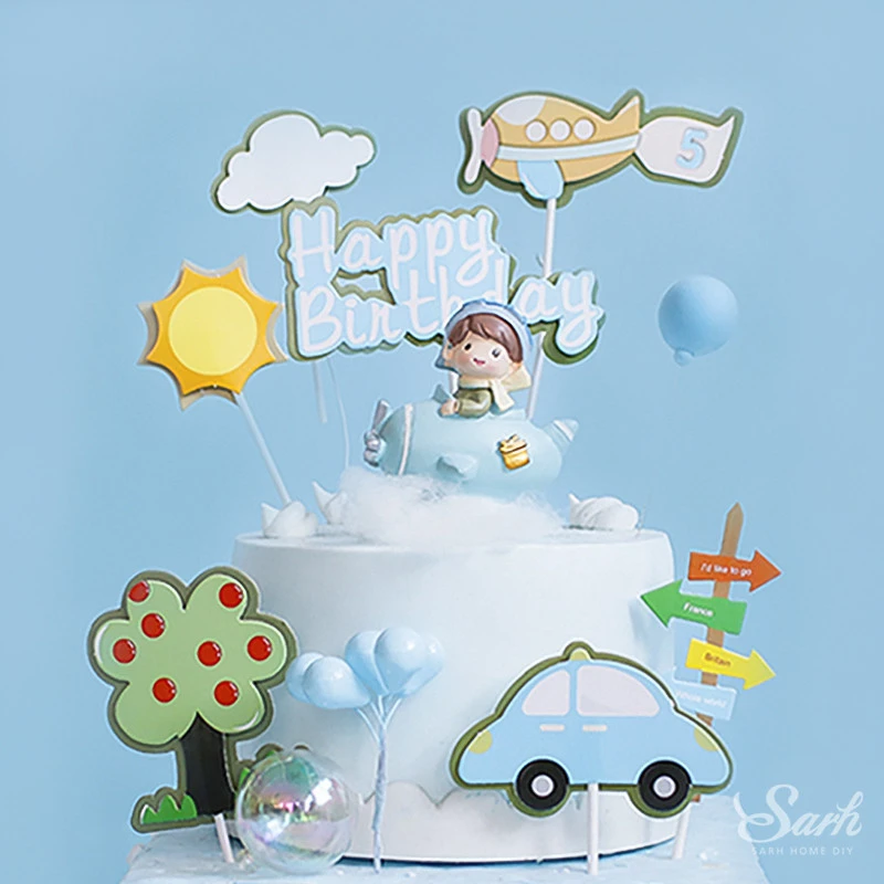 Decoration De Gateau Joyeux Anniversaire Pilote De Combat Arc En Ciel Moulin A Vent Decoration De Fete De Mariage Fournitures De Cuisson Cadeau D Amour Aliexpress