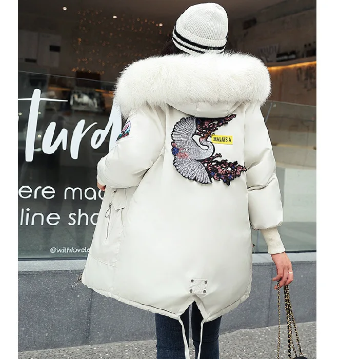 

New Style Autumn & Winter Down Jacket Women's Mid-length Loose-Fit BF down Coat Large Size Fat MMW Cotton Overcoat