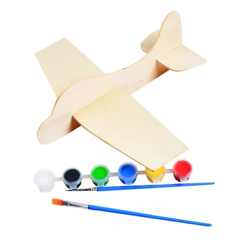 

NICEXMAS 1pc Plane Model Handmade Wooden Educational Painting Aircraft Toy for Children