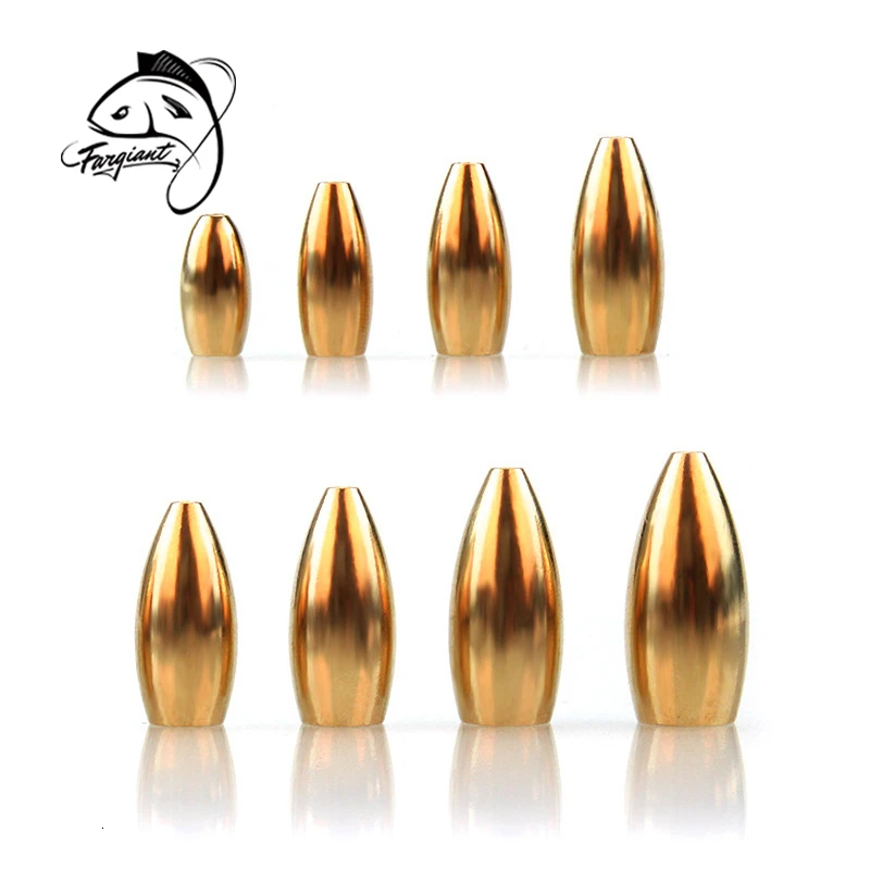 

FARGIANT 10PCS Fishing Conical Bullet Copper Drop Fishing Parts Fish Drop Plumment Sinker Lead Weight 3.5g 5g 7g