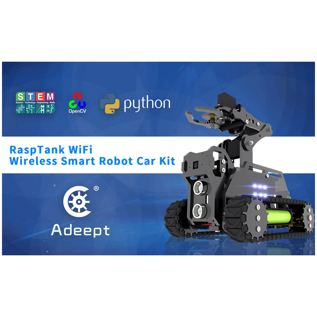 Беспроводной умный робот Adeept RaspTank с Wi Fi автомобильный комплект бак 4 DOF Arm OpenCV