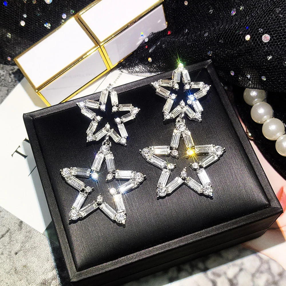 Trendy Big Star Drop Earrings For Women 2020 New Rhinestone Party Statement Lucky Jewelry Korean Style Accessories | Украшения и