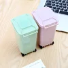 Mini Desktop Trash Can 4color Garbage Storage Box Living Room Coffee Table with Cover Small Paper Basket Plastic Garbage Bag 5