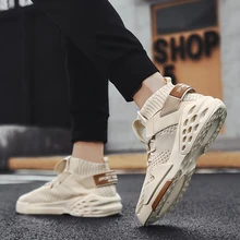 Новинка; сезон осень; повседневное кроссовки мужская обувь для студентов; в винтажном стиле; повседневные сетчатые носки Мужская обувь flyknit дышащая уличная спортивная обувь для ходьбы для мужчин