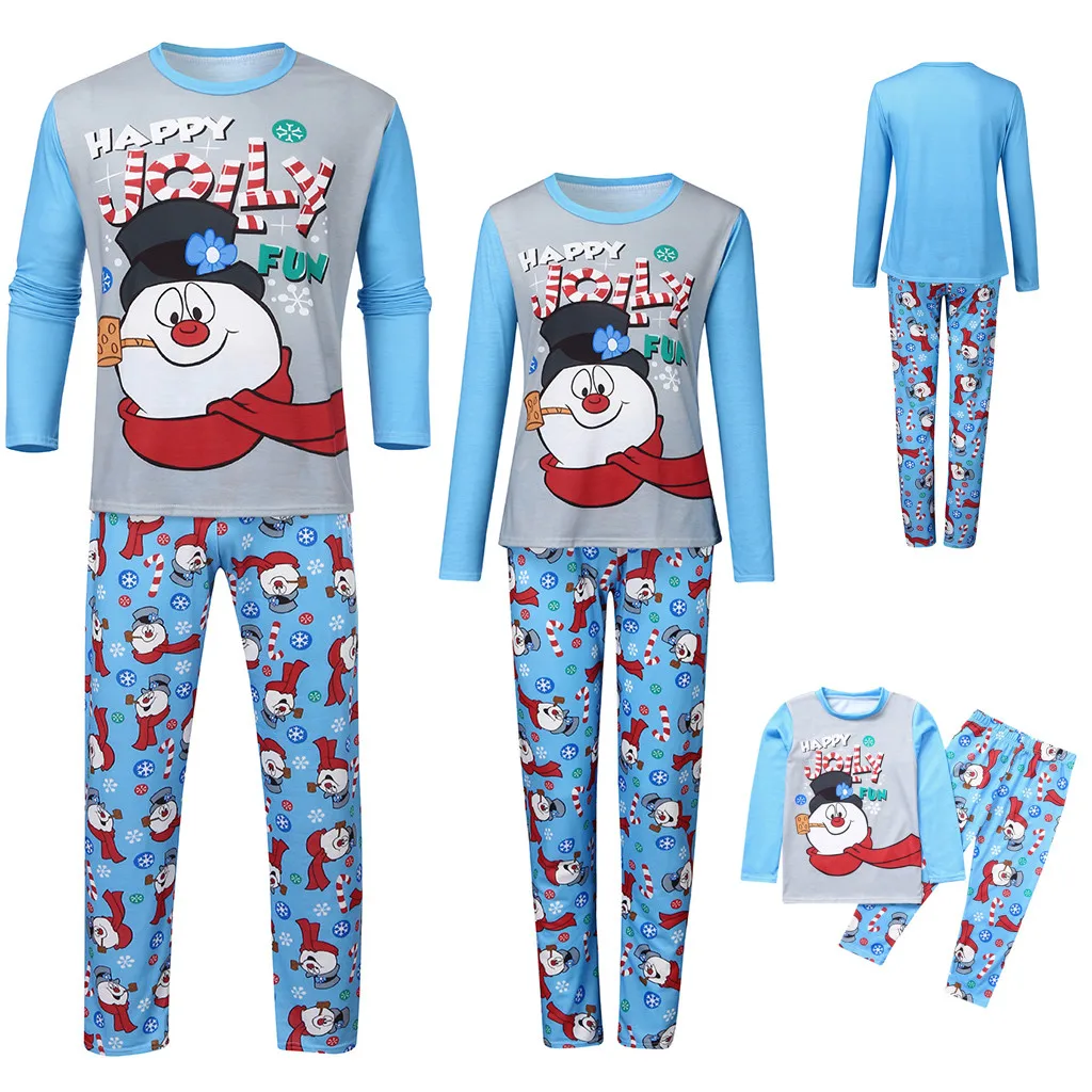 Рождественские Семейные комплекты пижам Рождественский костюм для родителей и ребенка Рождественская одежда для папы, мамы и сына с снежинками повседневная домашняя пижама