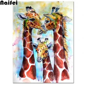 

New Home Decor Diamond Painting "giraffe family "Diy Diamond Embroidery Mosaic Picture Rhinestone Handmade Kits,Animal Pattern