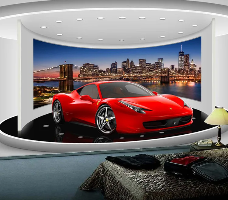 На заказ любой размер 3D спортивный автомобиль плакат фото обои Гостиная Кабинет Спальня ТВ фон Настенная роспись обои де Parede 3D - Цвет: MU794B