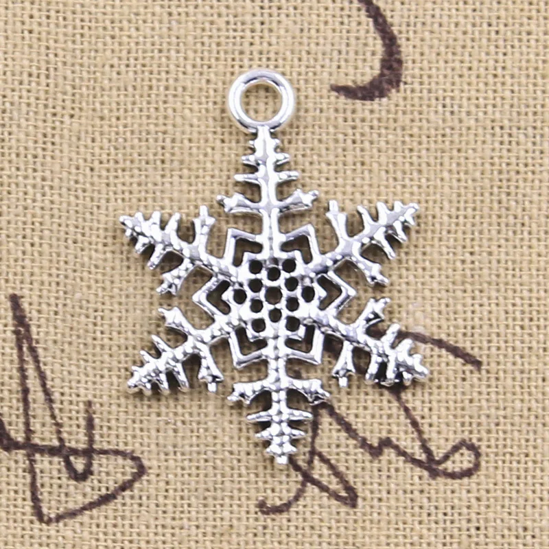 

10pcs Charms Snow Snowflake 35x26mm Antique Silver Color Pendants DIY Crafts Making Findings Handmade Tibetan Jewelry