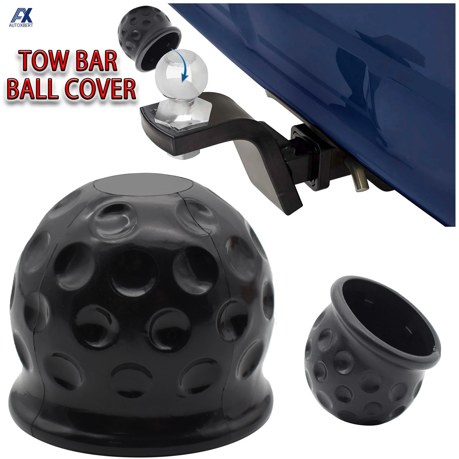 Universal-50mm-Tow-Bar-Ball-Cover-Cap-Rubber-Ball-Hood-Trailer-Hitch ...