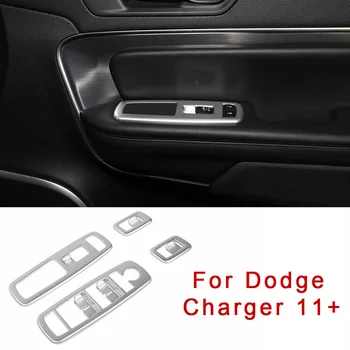 

4pcs Window Lift Switch Panel Cover Trims Silver For Dodge Charger 2011-2019