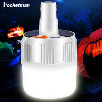 

6000LM Super Bright Solar Bulb Night Market Light 3D Torch Moving lights 110V Charger Camping Light Gift 220V Plug