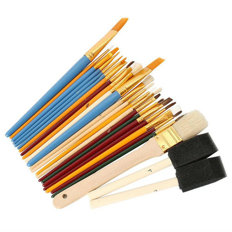 Lot de 12 pinceaux en nylon pour peinture à l'huile et aquarelle - EJ