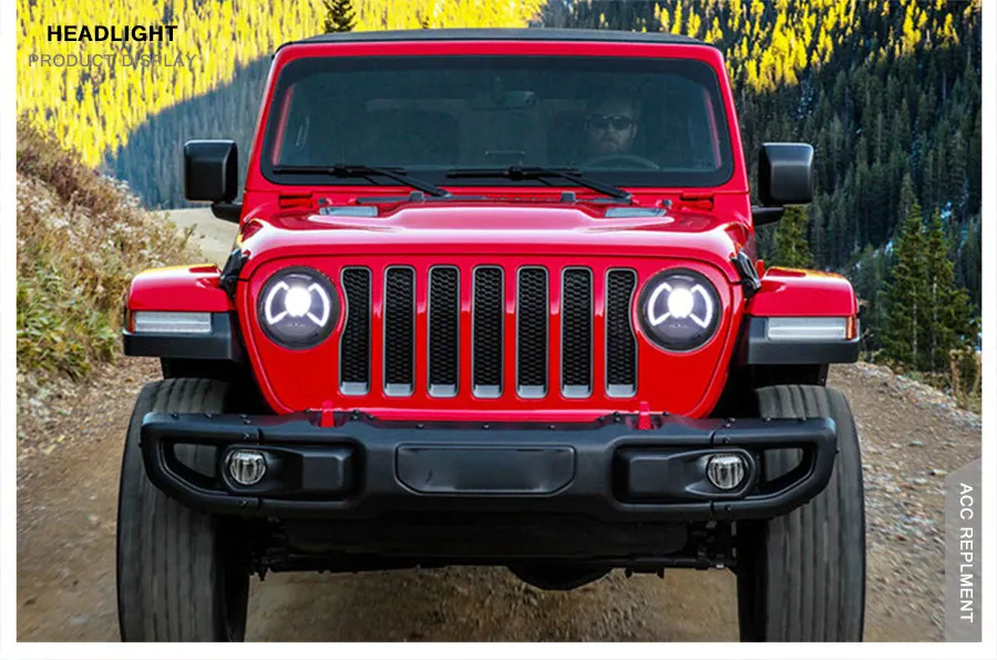 2Pcs LED Headlights For Jeep Wrangler- led car lights Angel eyes xenon HID KIT Fog lights LED Daytime Running Lights