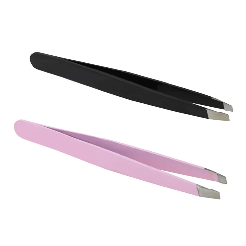 Stainless Steel Eyebrow Tweezers Slant Tip Women Hair Removal Beauty Eyebrow Clip Makeup Tool