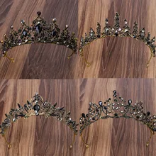 DIEZI, новинка, барокко, Винтаж, черный кристалл, принцесса, королева, тиара, корона, повязка на голову, свадебная диадема, корона для женщин, свадебные украшения для волос