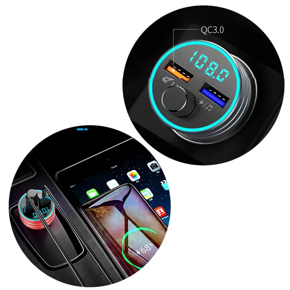 Беспроводной автомобильный Bluetooth fm-передатчик MP3 радио адаптер двойной USB быстрое зарядное устройство