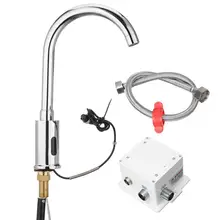 Сенсорный кран DC Стандартный автоматический индукционный кран с длинным горлом медный кухонный одиночный холодный кран