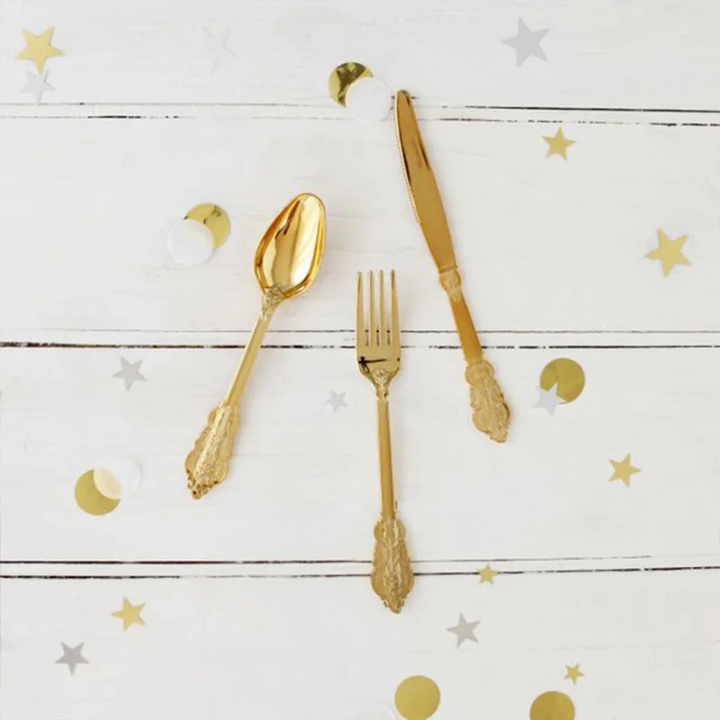 12pcs 4sets Disposable Colorful Plastic Cutlery Tableware Sets 4 Knives 4 Spoons 4 Forks Wedding Birthday Party  Dinnerware Eco