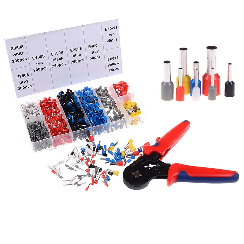 0.25-10mm Crimper Plier Wire Crimping Tools With 1200PCS Wire Crimping Terminals