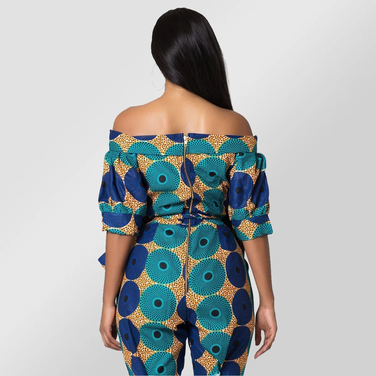 african fashion style New Summer African Printing Jumpsuit For Women Fashion Lantern Sleeves Off Shoulder Ankara Style Trousers Casual Lady Jumpsuit african outfits