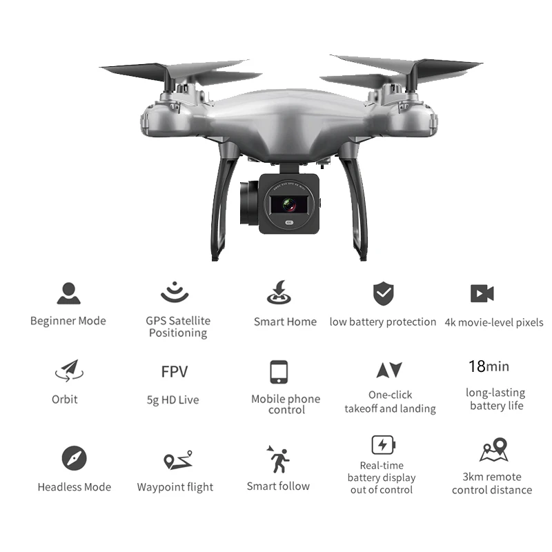 Drone 4k 5G WiFi RC Dron 18 mins Flight Time Lost Control Reture Selfie Quadcopter With Camera HD FPV Drone Profissional GPS Drone 4k 5G WiFi RC Dron 18 mins Flight Time Lost Control Reture Selfie Quadcopter With Camera HD FPV Drone Profissional GPS