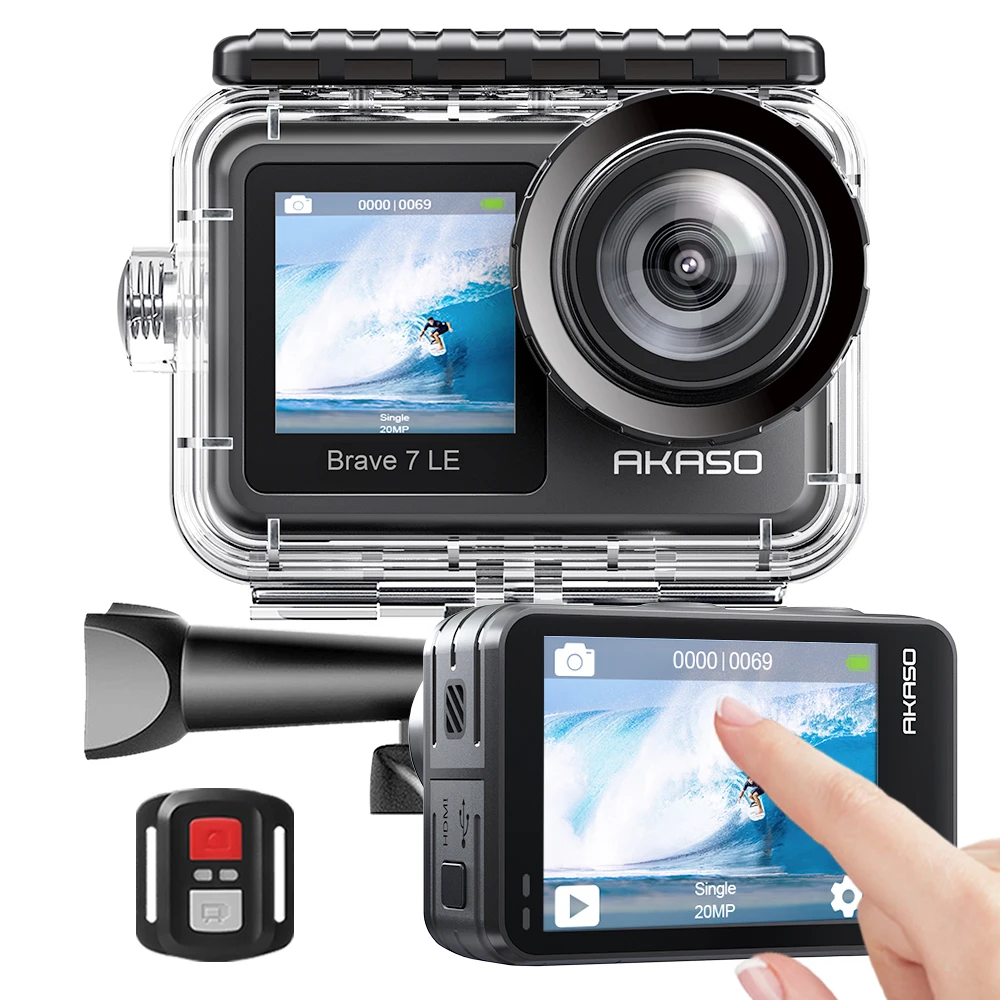 AKASO Brave 7 LE 4K30FPS 20MP WiFi Action Camera 4k with Touch Screen Vlog Camera EIS 2.0 Remote Control Sport Camera Waterproof