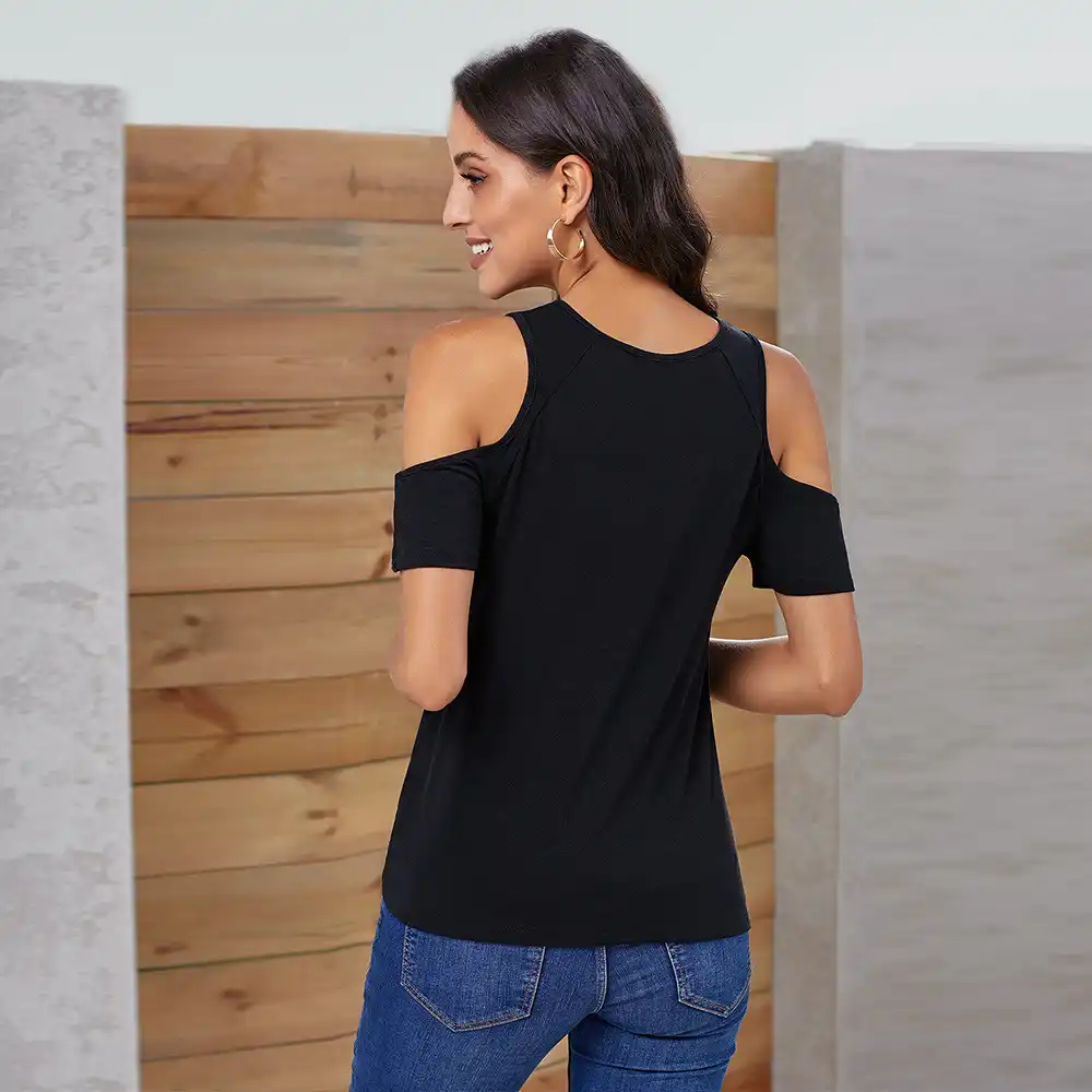 plain black cold shoulder top