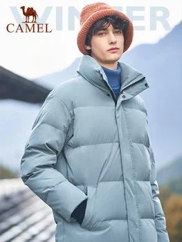 

CAMEL Autumn Winter Outdoor Down Jackets Men Fashion Clothing Casual Thick Mid-length Padded Jacket White Duck Down Warm Coats