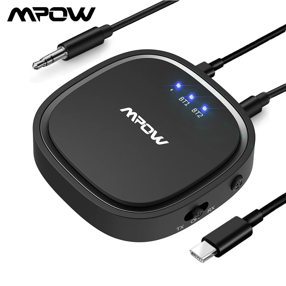 Беспроводной адаптер Mpow Bluetooth 5 0 с приемником APTX/APTX LL/APTX HD и кабелем AUX 3 мм для