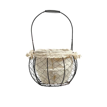 

1PC Iron Art Linen Storage Basket Lightweight Hand Basket Chic Hand Flower Basket Multi-Purpose Household Home Balcony Yard