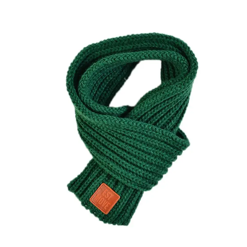 Детский вязаный шарф из акрилового волокна для мальчиков и девочек, плотная зимняя теплая шаль для шеи, шарфы с резиновыми буквами